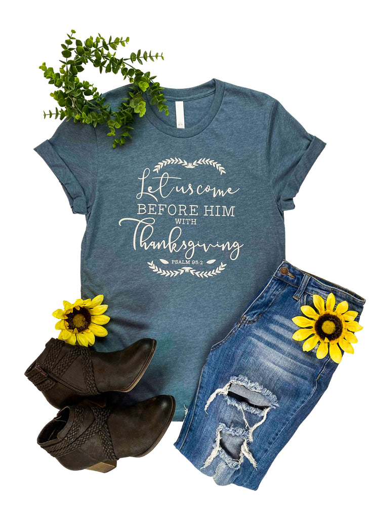 Heather Slate Psalm 95:2 Graphic Tee tcc graphic tee The Cinchy Cowgirl   