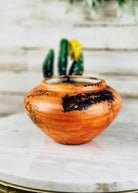 Horse Hair Burnt Orange Bowl Horse Hair Pottery Mike Tarter   