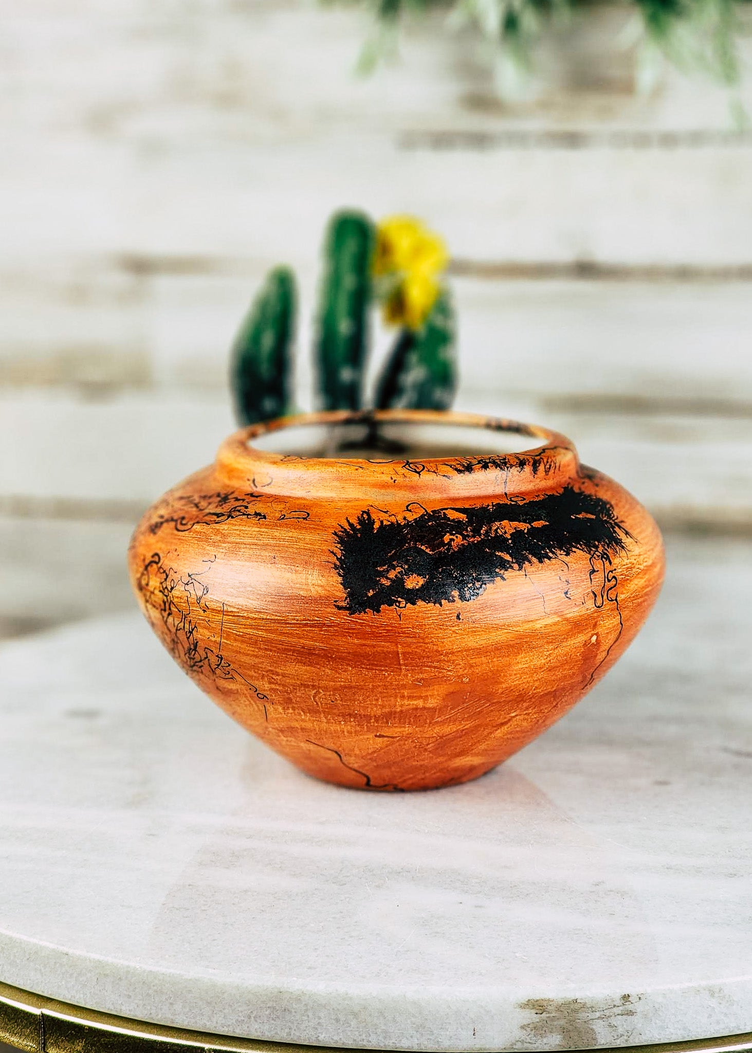 Horse Hair Burnt Orange Bowl Horse Hair Pottery Mike Tarter   