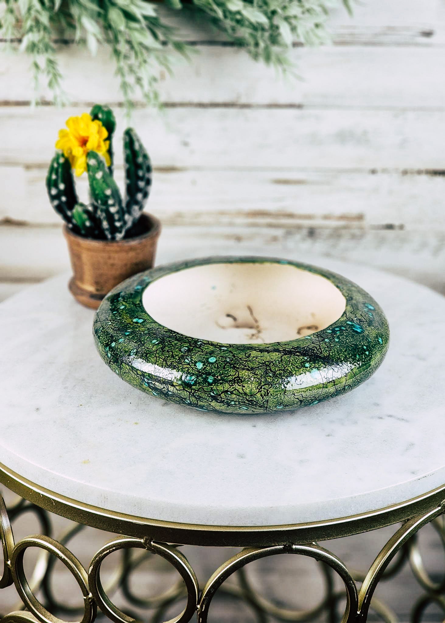 Horse Hair Green Succulent/Trinket/Floral Bowl Horse Hair Pottery Mike Tarter   