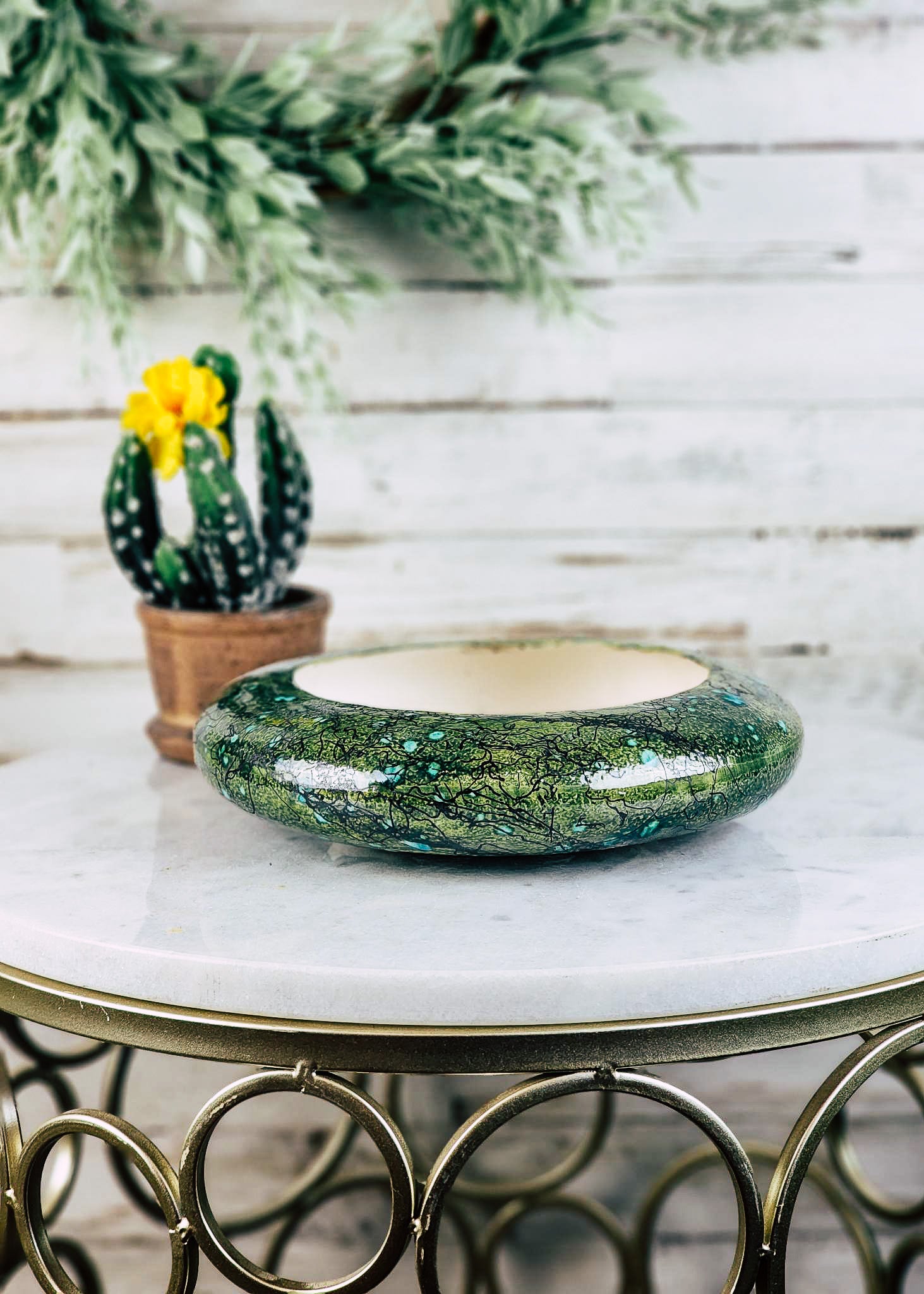 Horse Hair Green Succulent/Trinket/Floral Bowl Horse Hair Pottery Mike Tarter   