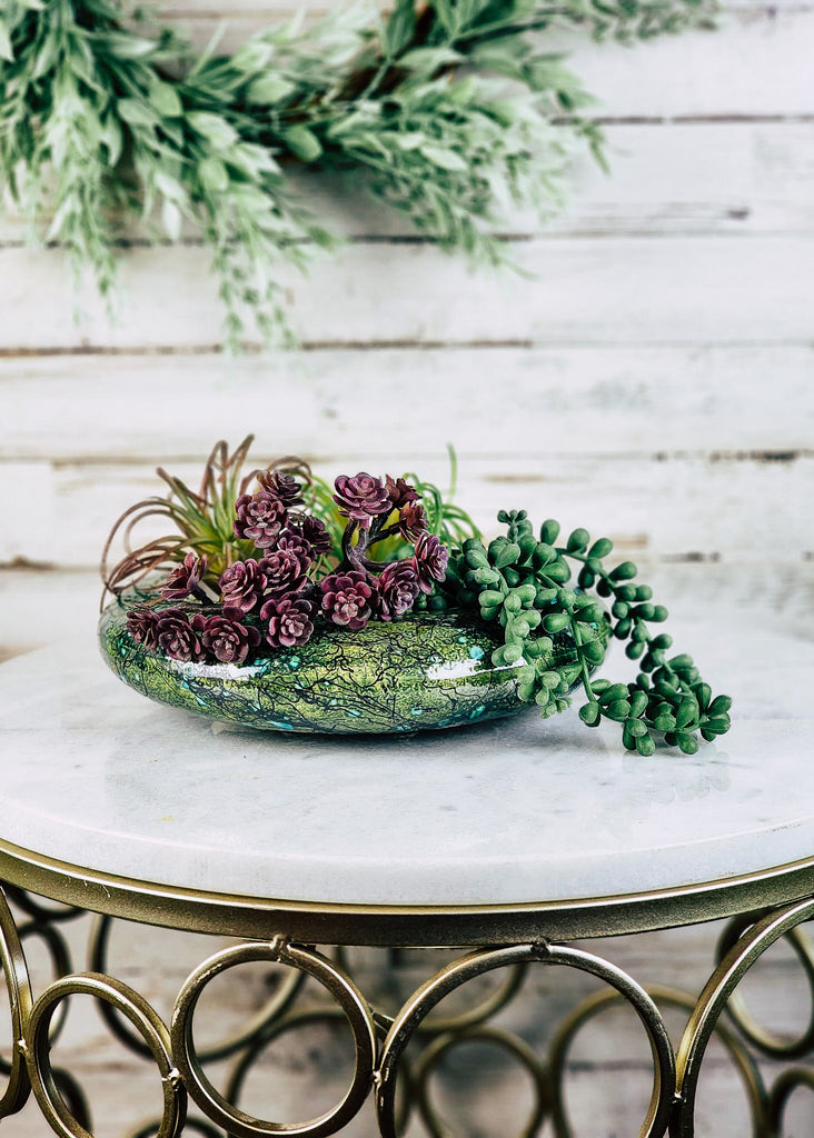 Horse Hair Green Succulent/Trinket/Floral Bowl Horse Hair Pottery Mike Tarter   