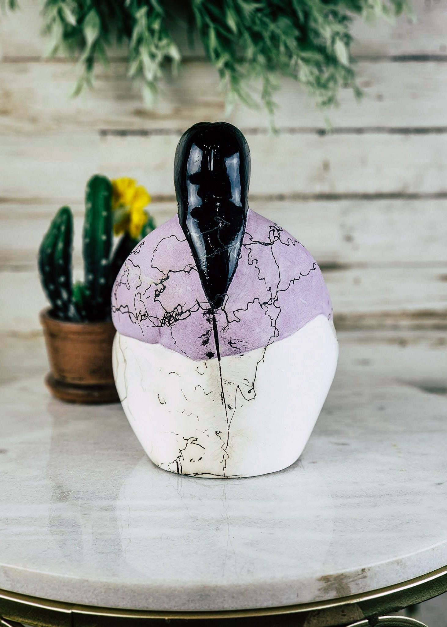 Horse Hair Keeper Of The Flame with Bowl Horse Hair Pottery Mike Tarter   