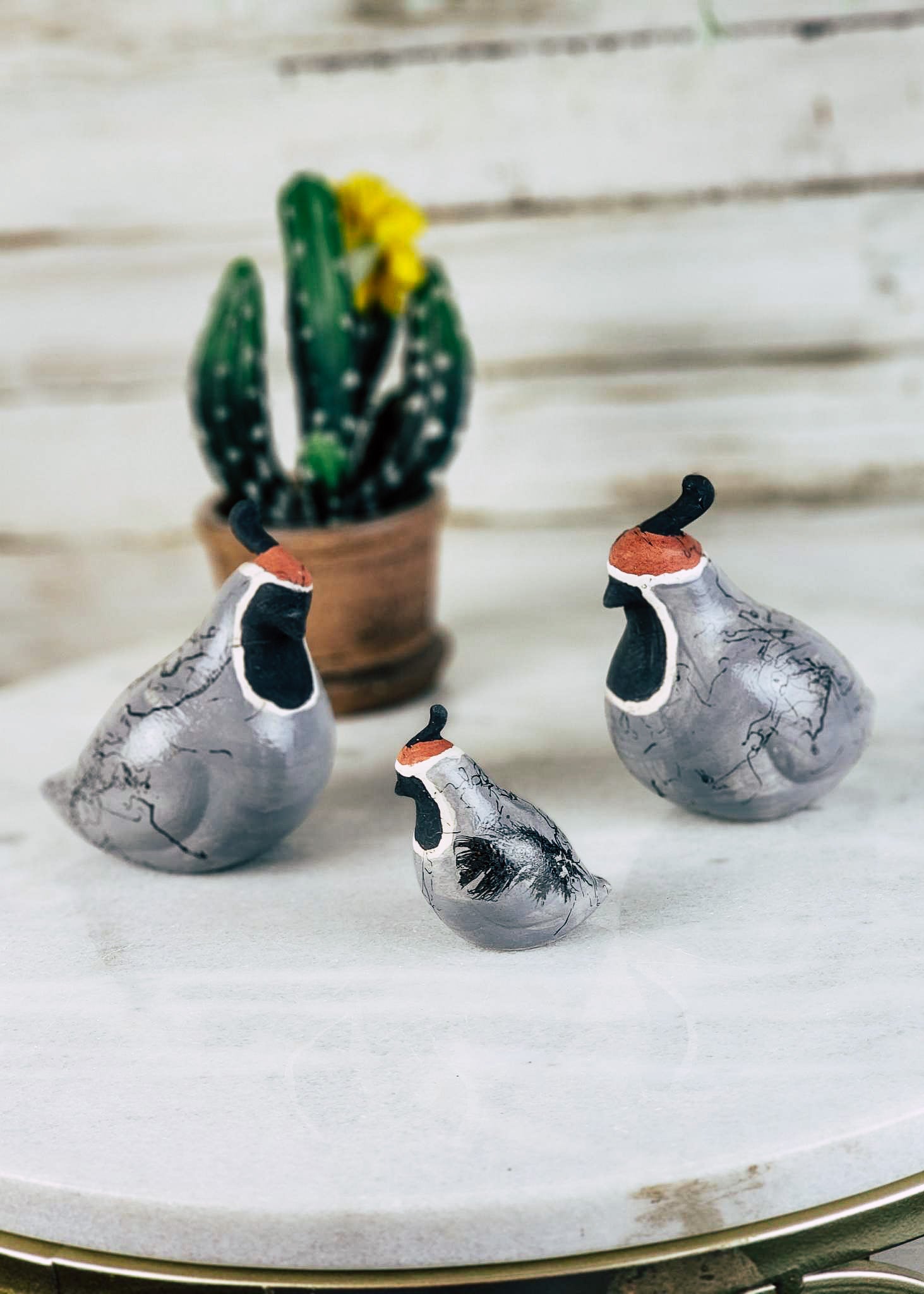 Horse Hair Quail Set Horse Hair Pottery Mike Tarter   