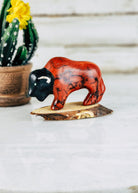 Horse Hair Small Buffalo with Stand Horse Hair Pottery Mike Tarter   