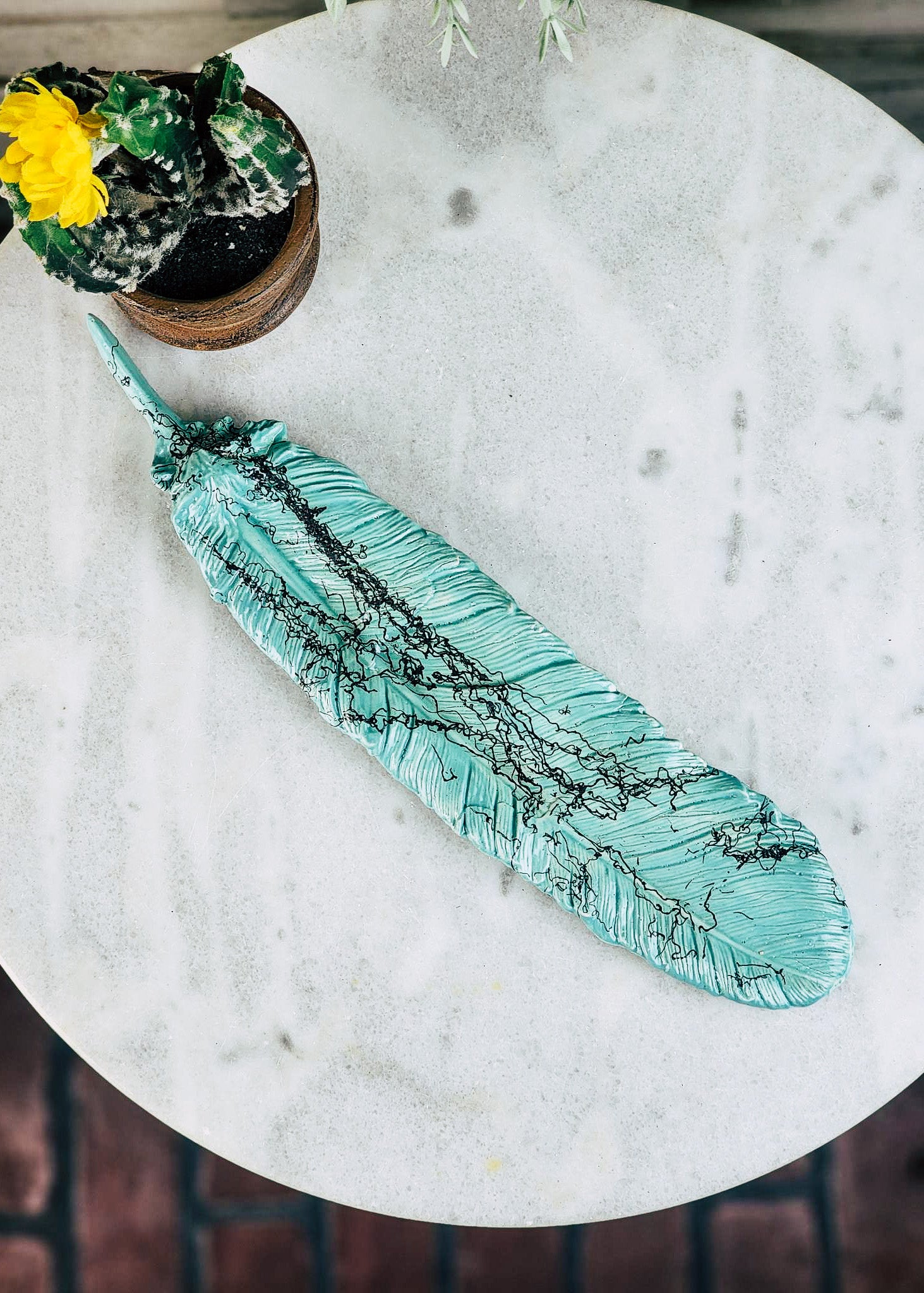 Horse Hair Turquoise Feather Decor Horse Hair Pottery Mike Tarter   