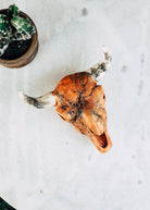 Horse Hair White & Orange Skull Horse Hair Pottery Mike Tarter   