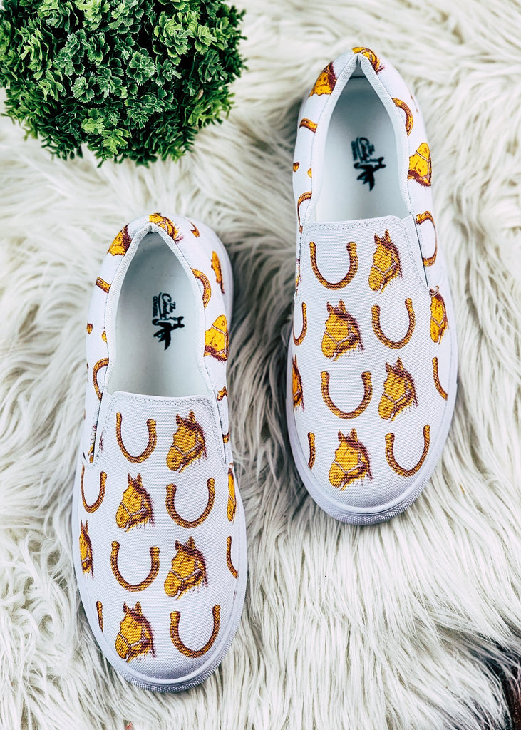 Horse Heaven Slip On Sneaker Shoes POD Slip On The Cinchy Cowgirl   