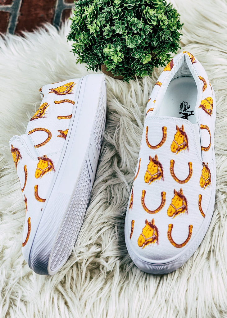 Horse Heaven Slip On Sneaker Shoes POD Slip On The Cinchy Cowgirl   