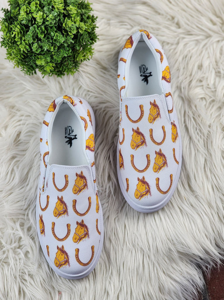 Horse Heaven Slip On Sneaker Shoes POD Slip On The Cinchy Cowgirl   