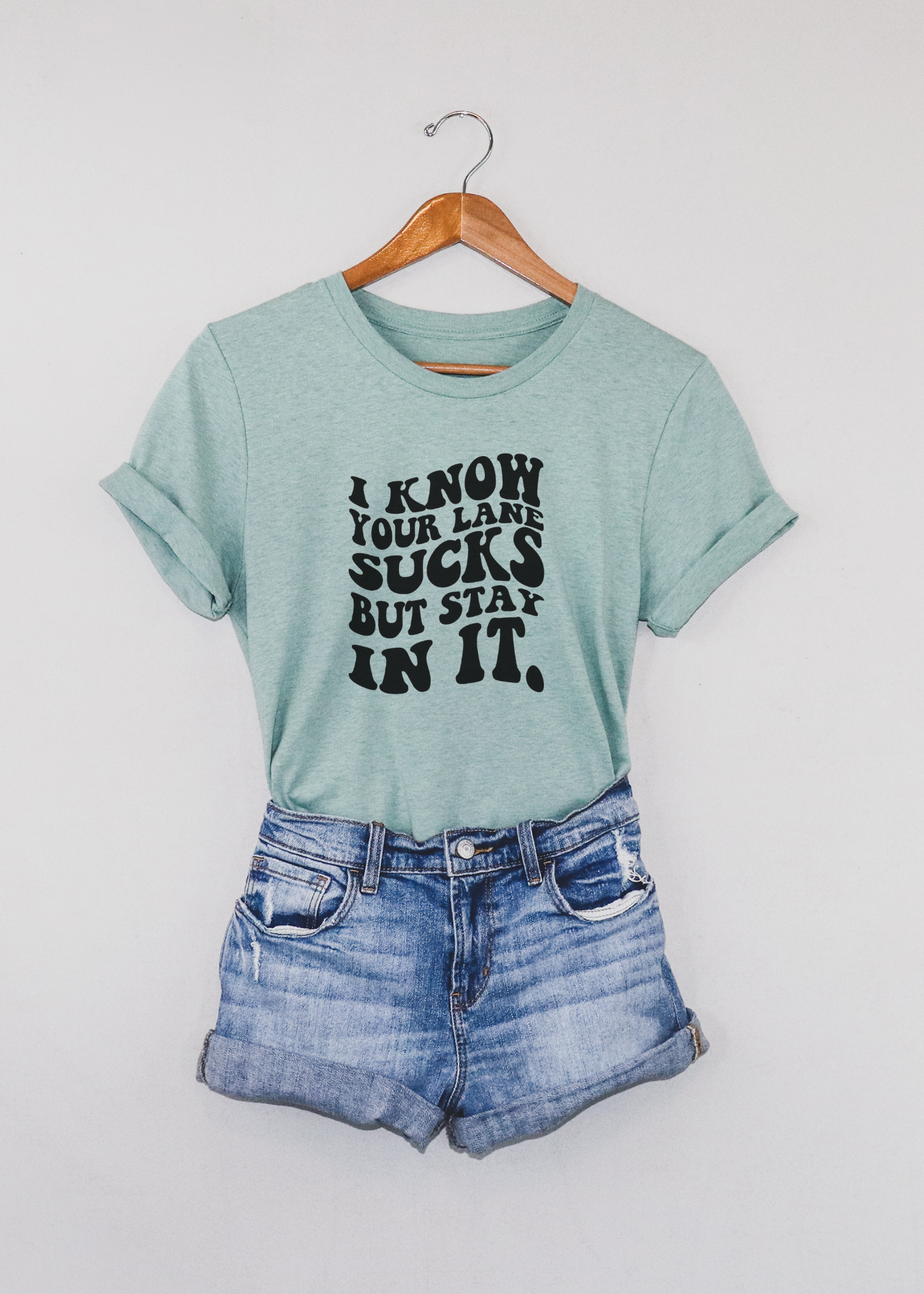 I Know Your Lane Sucks Short Sleeve Tee [4 Colors] tcc graphic tee - $19.99 The Cinchy Cowgirl Small Dusty Blue 