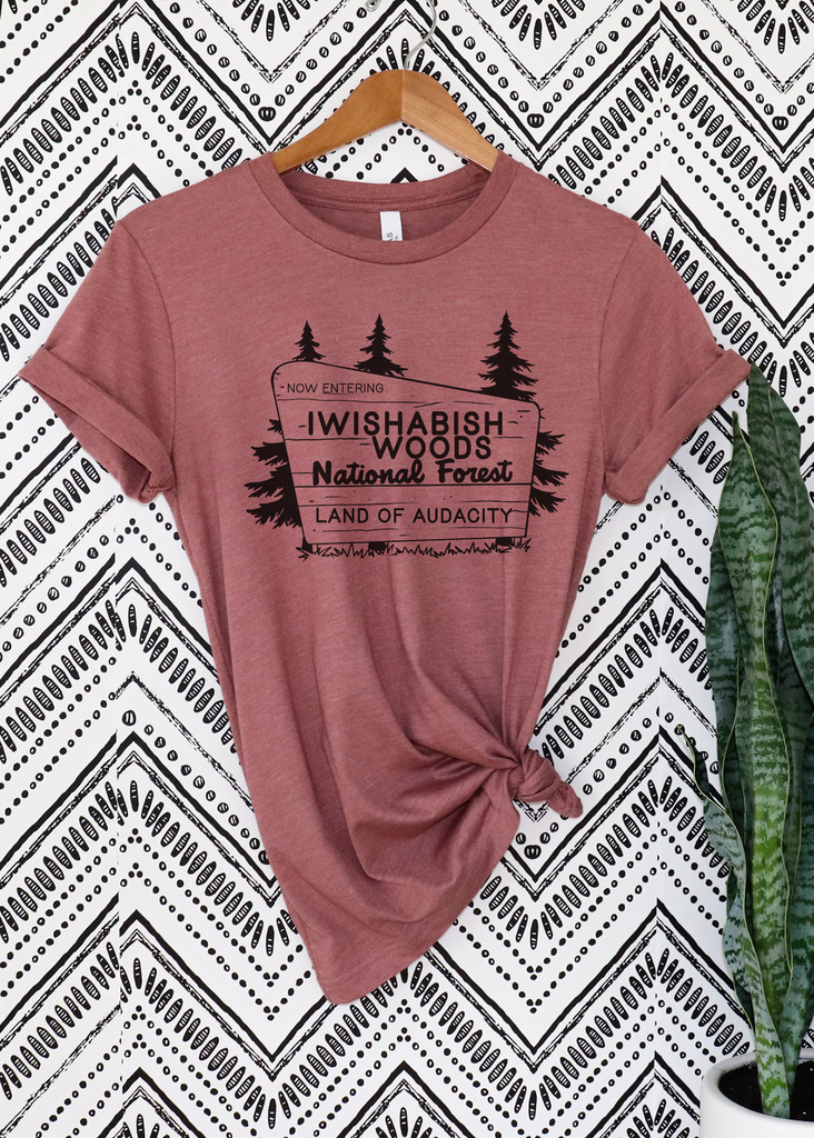 Iwishabishwoods Short Sleeve Tee [4 Colors] tcc graphic tee - $19.99 The Cinchy Cowgirl Small Mauve 