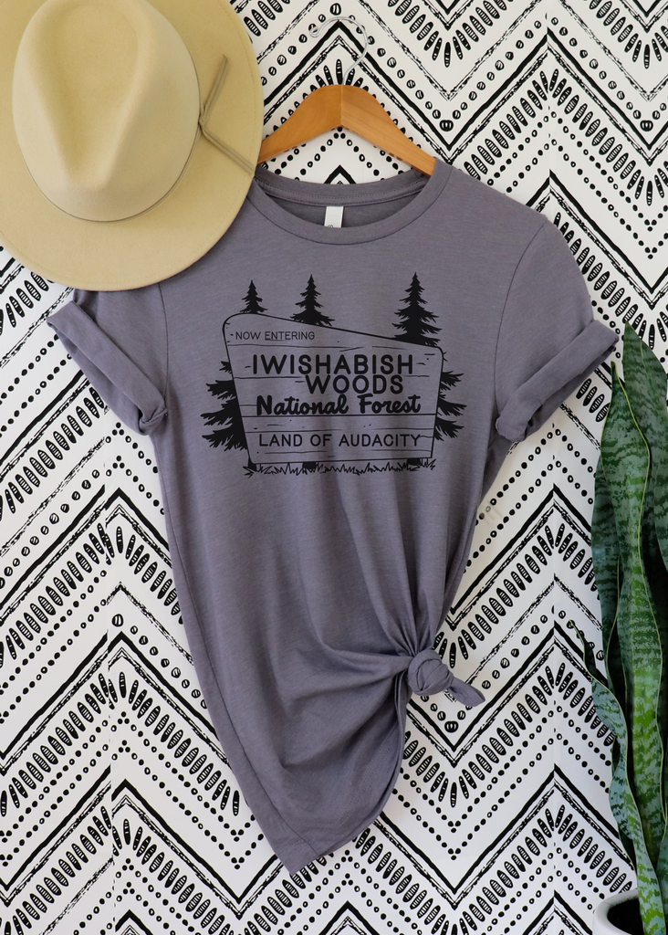 Iwishabishwoods Short Sleeve Tee [4 Colors] tcc graphic tee - $19.99 The Cinchy Cowgirl Small Storm 