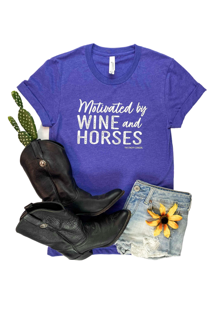 Lapis Motivated by Wine & Horses Short Sleeve Tee tcc graphic tee The Cinchy Cowgirl   