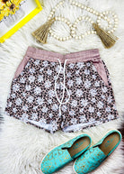Leopard Daisy Drawstring Shorts drawstring shorts The Cinchy Cowgirl (YC) XS  