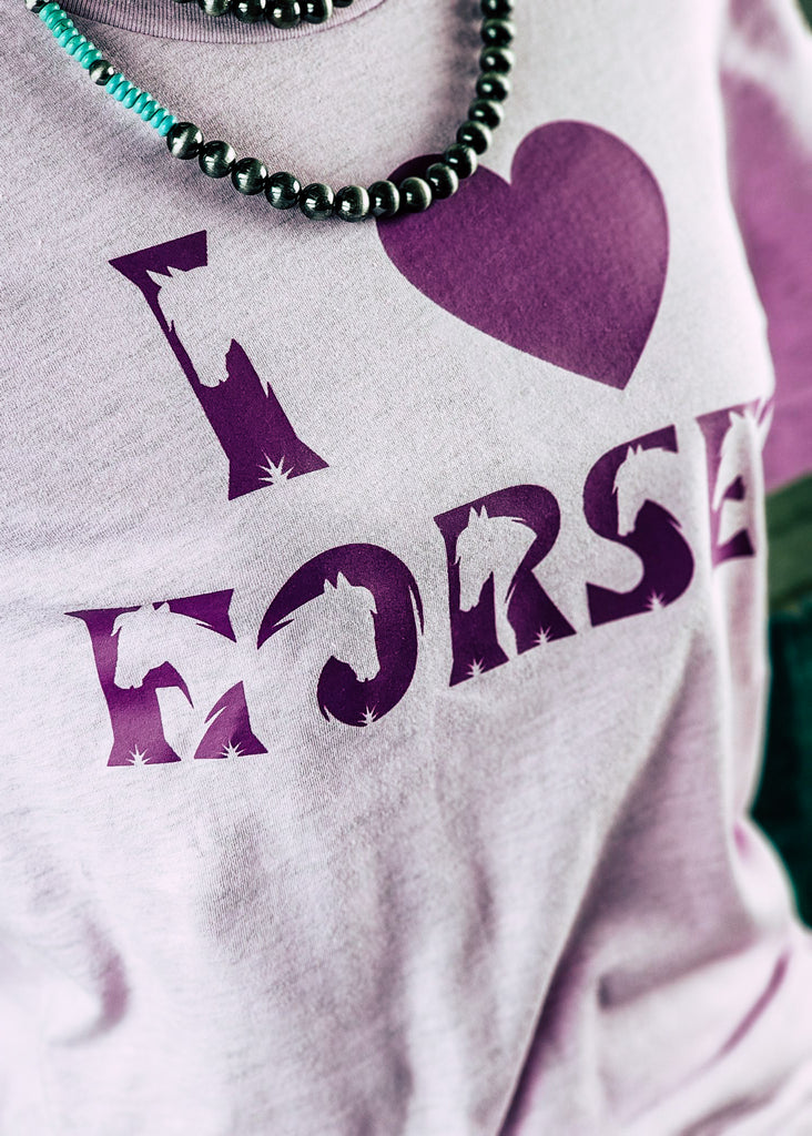 Lilac I Love Horses Short Sleeve Graphic Tee tcc graphic tee The Cinchy Cowgirl   