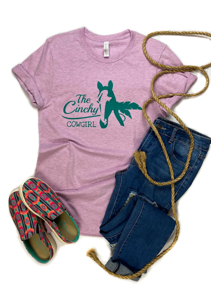 Lilac Logo Short Sleeve Tee [FREE Logo Sticker!] tcc logo tee The Cinchy Cowgirl   
