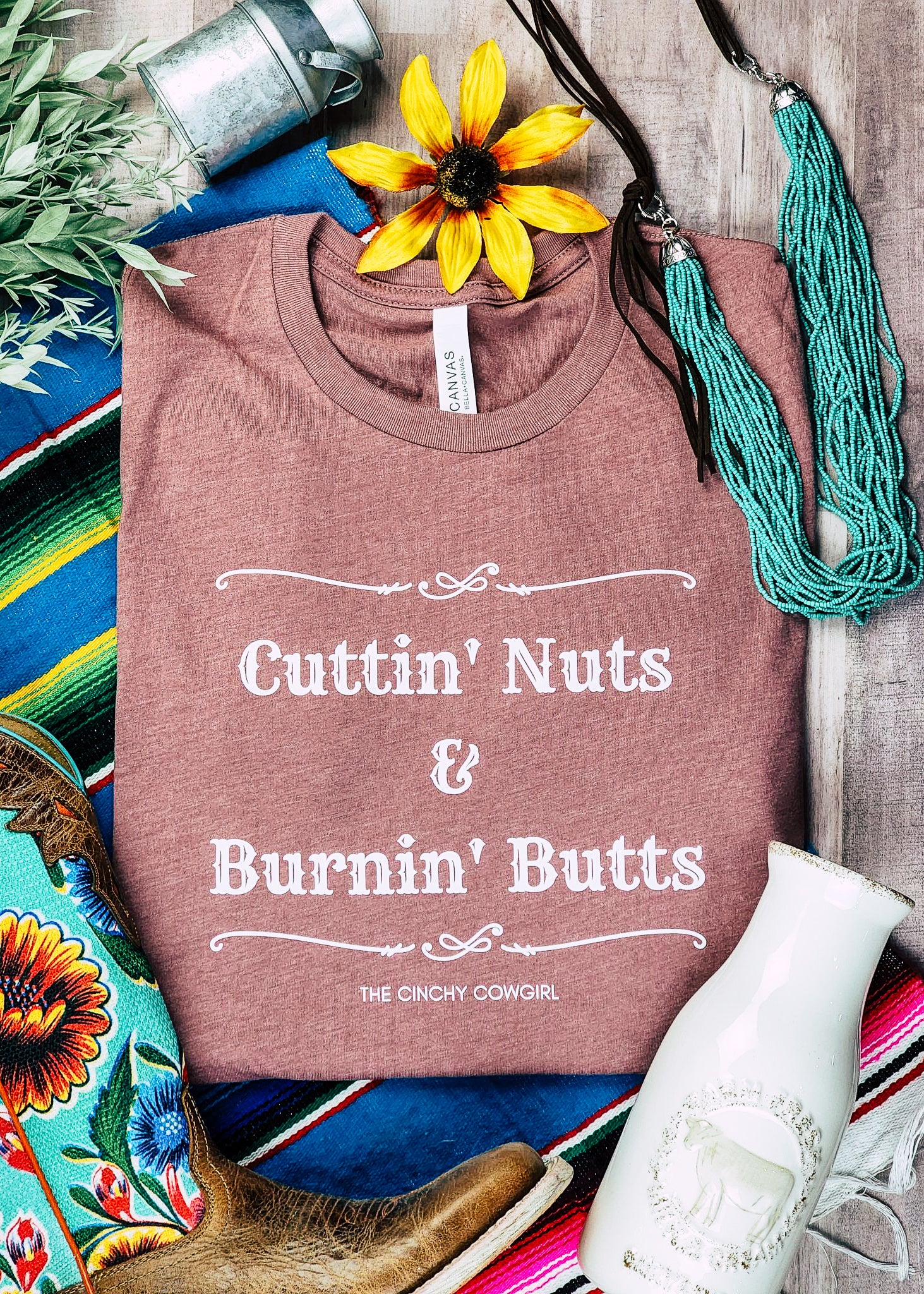 Mauve CN & BB Short Sleeve Graphic Tee tcc graphic tee The Cinchy Cowgirl   