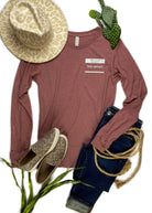 Mauve Hello Tack Hoarder Long Sleeve Graphic Tee graphic tee long sleeve The Cinchy Cowgirl   