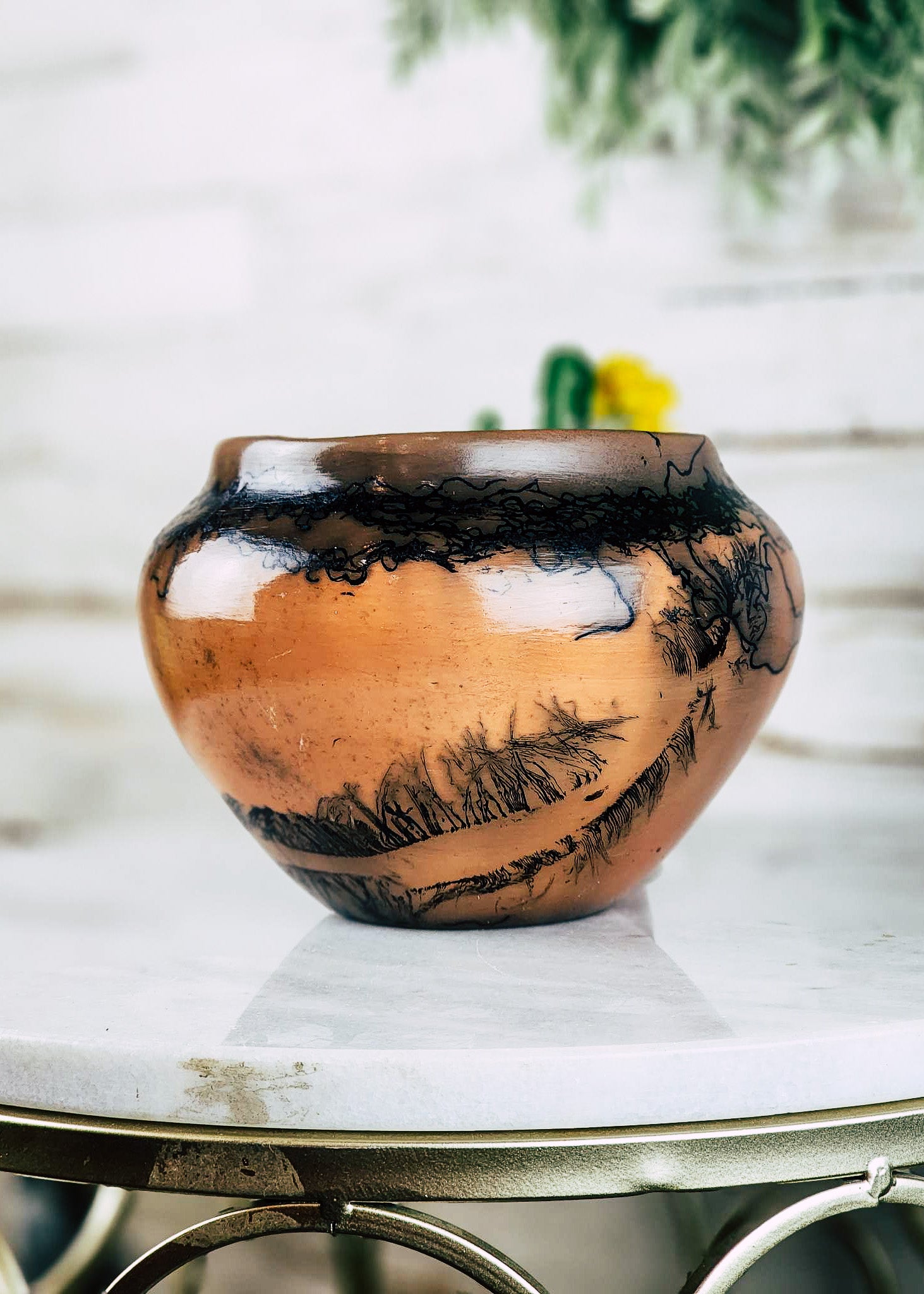 Medium Horse Hair Pottery Bowl Horse Hair Pottery Mike Tarter   