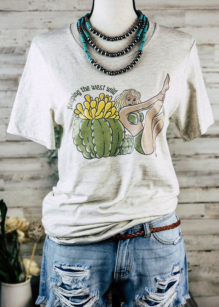 Natural Keeping The West Wild Short Sleeve Graphic Tee tcc graphic tee The Cinchy Cowgirl   