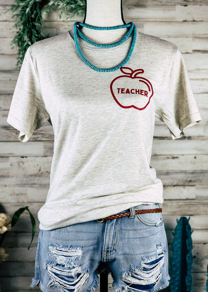 Natural Teacher Apple Short Sleeve Graphic Tee tcc graphic tee The Cinchy Cowgirl   