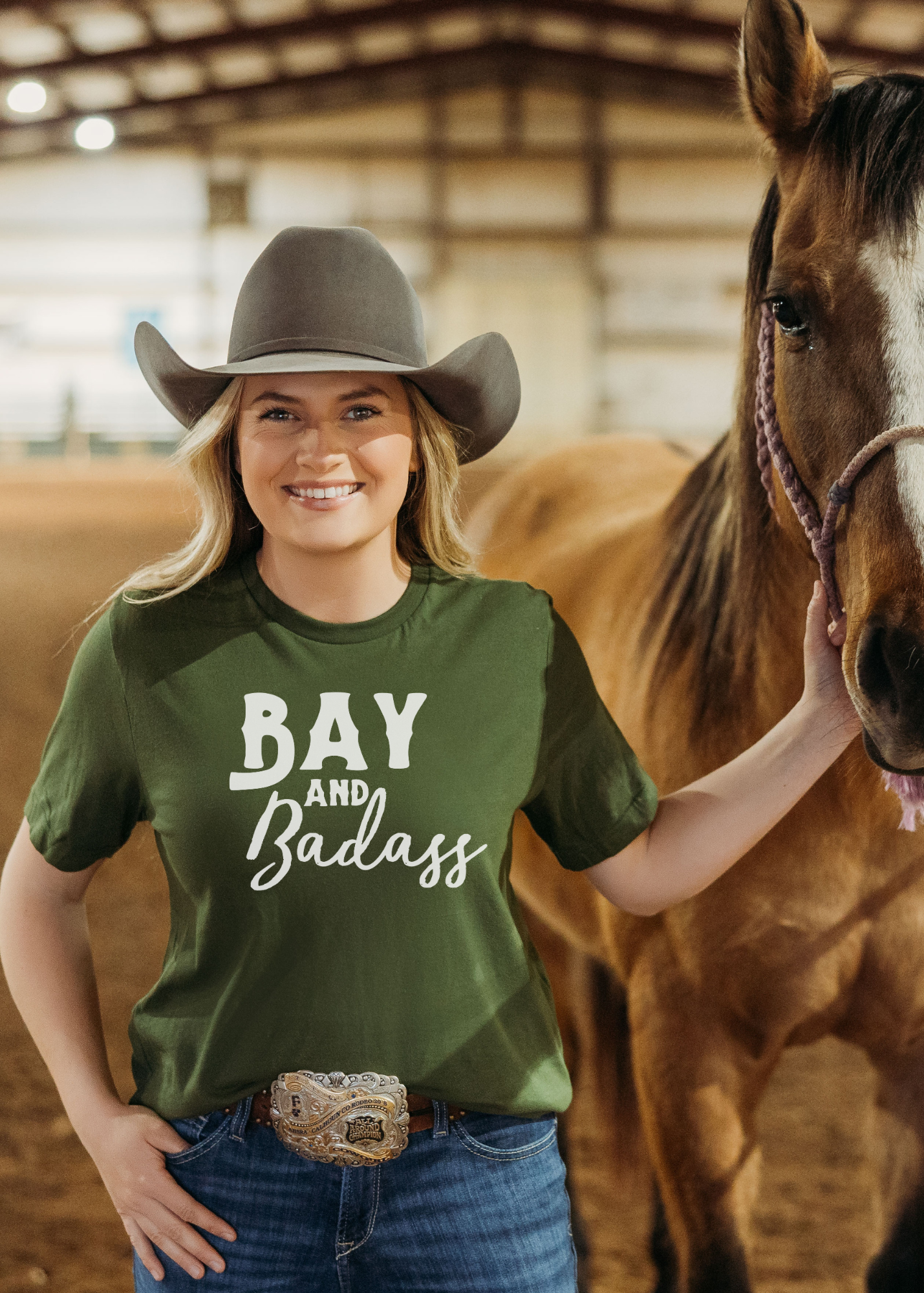 Olive Bay & Badass Short Sleeve Tee T-Shirt Printify S  