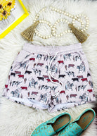 Ranch Cattle Drawstring Shorts drawstring shorts The Cinchy Cowgirl (YC) XS  