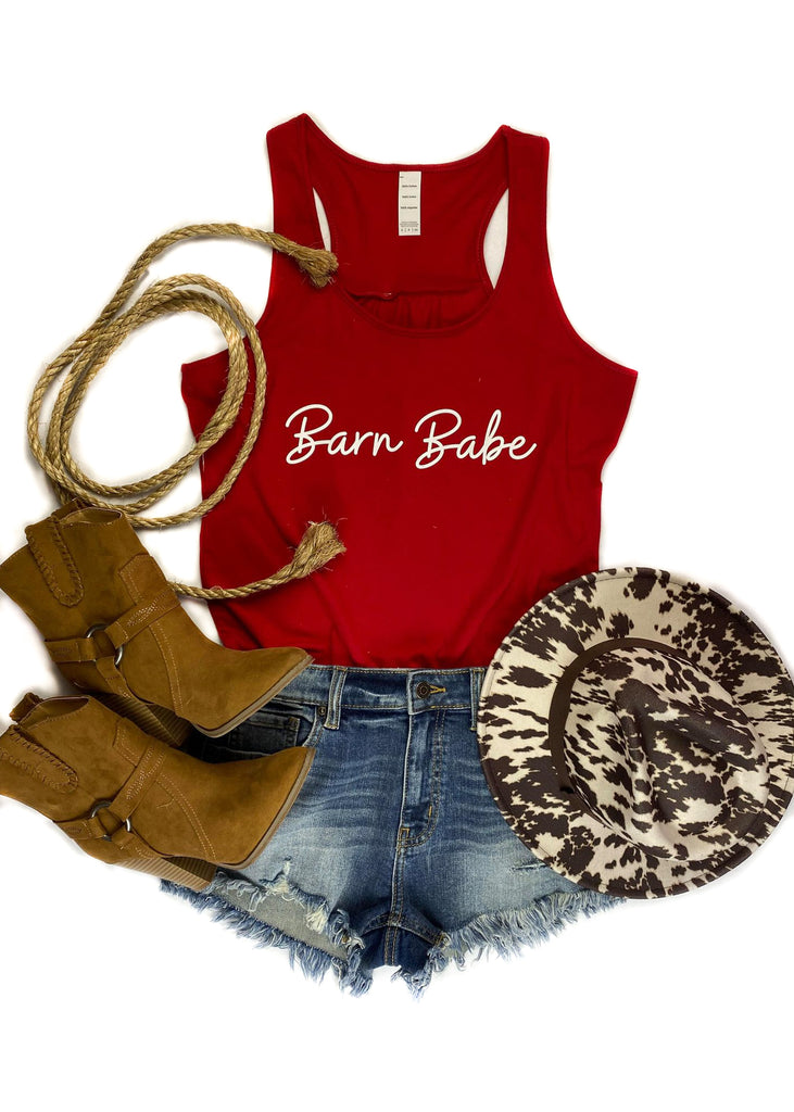 Red Barn Babe Tank Top tcc graphic tee The Cinchy Cowgirl   