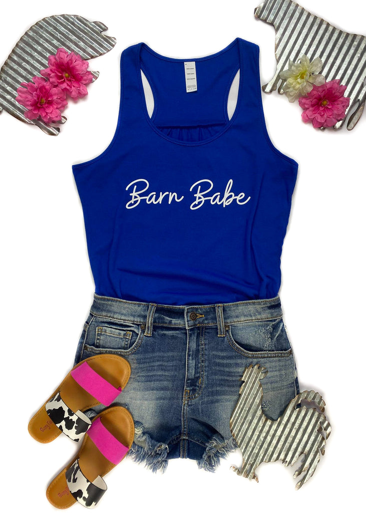 Royal Blue Barn Babe Graphic Tank Top tcc graphic tee The Cinchy Cowgirl   