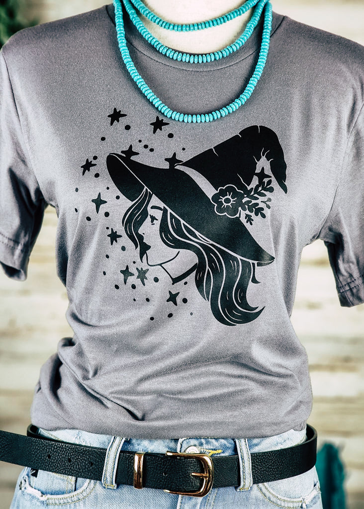 Stormy Starry Witch Sleeve Graphic Tee tcc graphic tee The Cinchy Cowgirl   