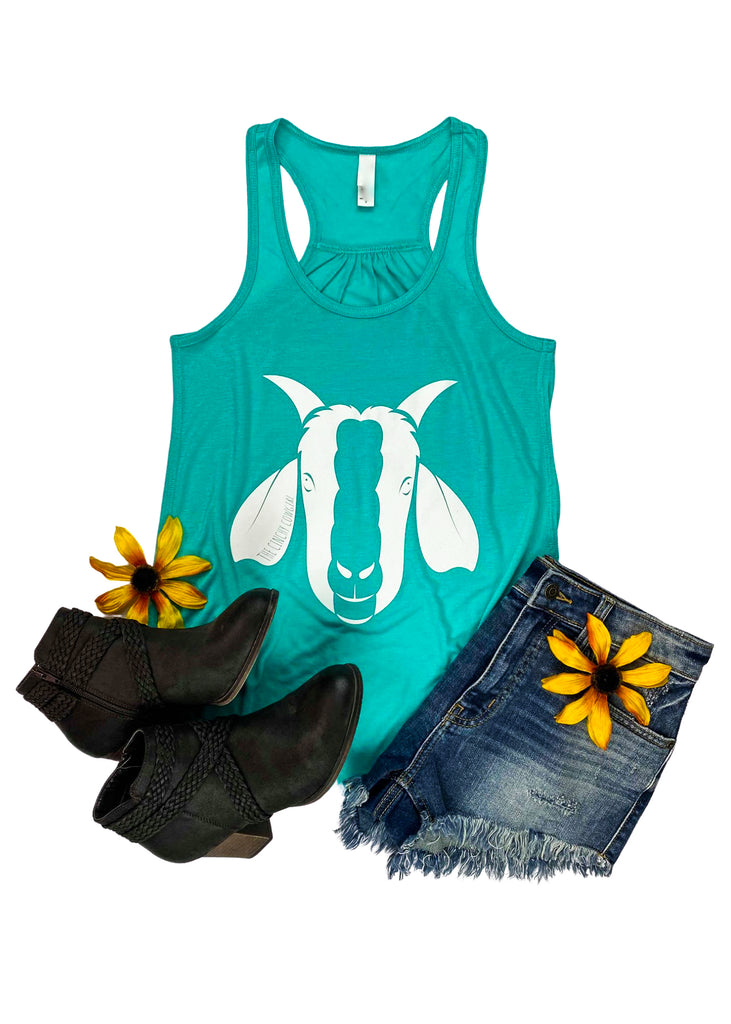 Teal Goat Graphic Tank tcc graphic tee The Cinchy Cowgirl   