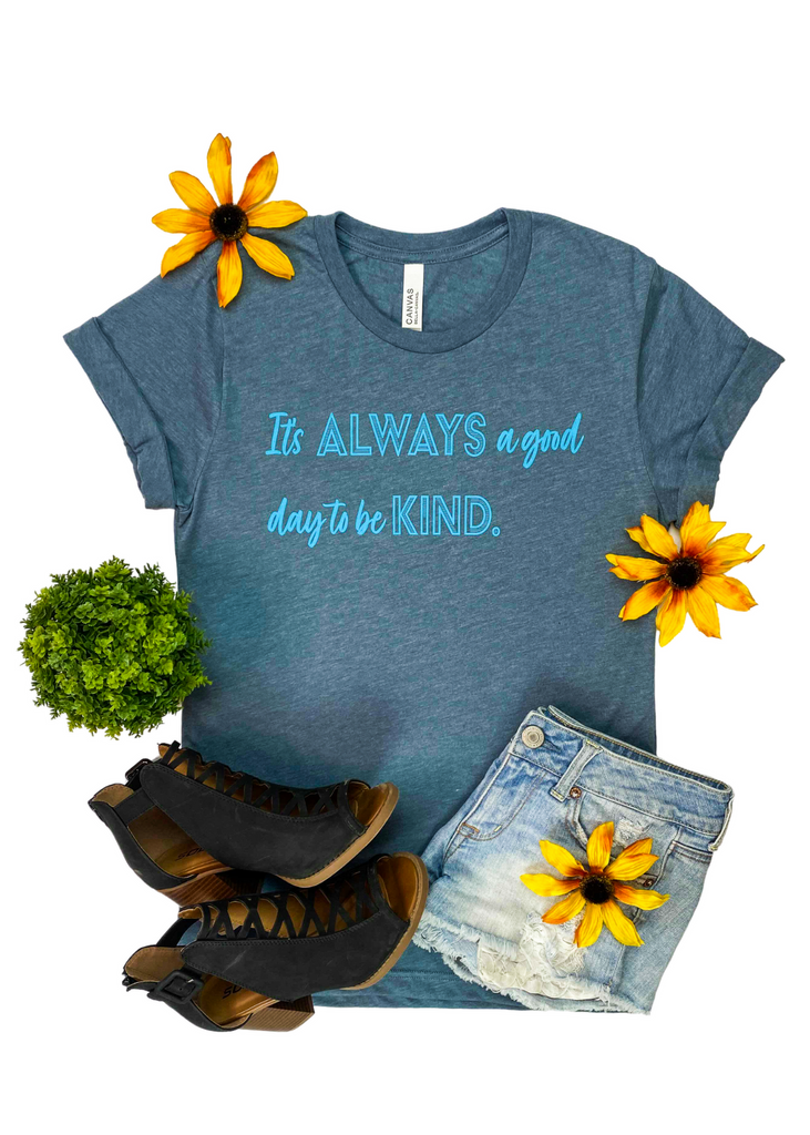 Heather Slate It's Always A Good Day Short Sleeve Graphic Tee tcc graphic tee The Cinchy Cowgirl   