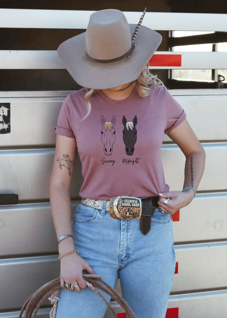 PERSONALIZED Horse Name Color Horse Head Tee Personalized Horse Head Tee The Cinchy Cowgirl   