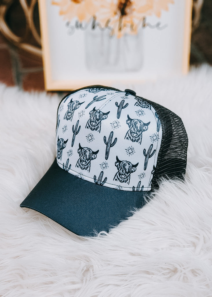 White Highland Cow Trucker Cap