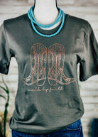 Army Green Walk By Faith Short Sleeve Graphic Tee tcc graphic tee The Cinchy Cowgirl   