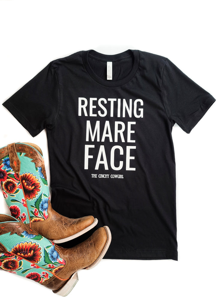 Black Resting Mare Face Short Sleeve Graphic Tee tcc graphic tee The Cinchy Cowgirl   