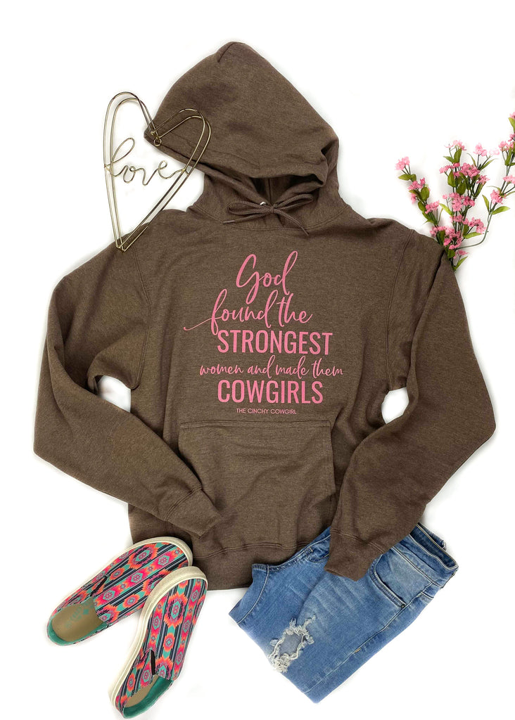 Brown Strongest Women Hoodie graphic hoodie The Cinchy Cowgirl   