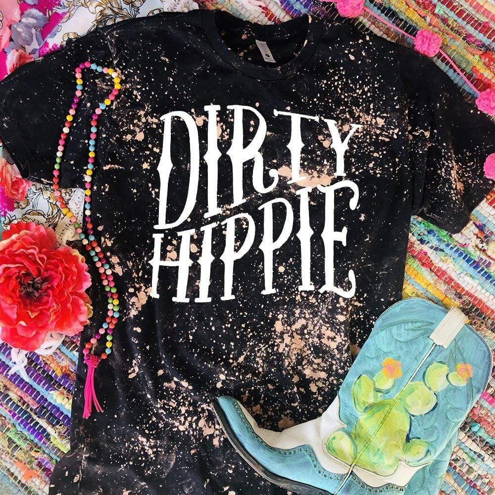 Dirty Hippie Bleached Black Tee graphic tee - dropship thelattimoreclaim   