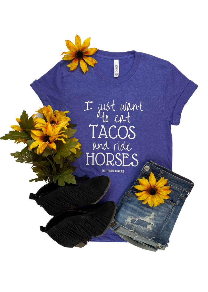 Lapis Eat Tacos & Ride Horses Short Sleeve Graphic Tee tcc graphic tee The Cinchy Cowgirl   