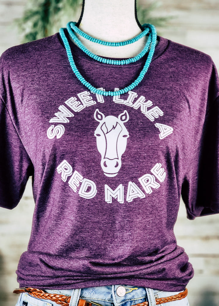 Eggplant Sweet Like A Red Mare Short Sleeve Graphic Tee tcc graphic tee The Cinchy Cowgirl   