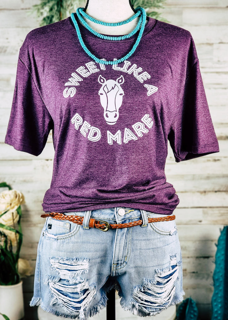 Eggplant Sweet Like A Red Mare Short Sleeve Graphic Tee tcc graphic tee The Cinchy Cowgirl   