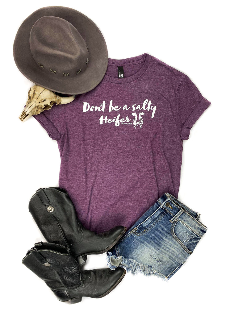 Eggplant Don't Be A Salty Heifer Short Sleeve Tee tcc graphic tee The Cinchy Cowgirl   