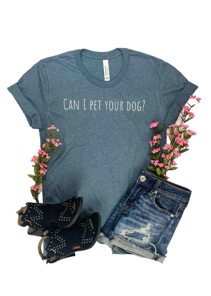 Heather Slate Pet Your Dog Short Sleeve Tee tcc graphic tee The Cinchy Cowgirl   