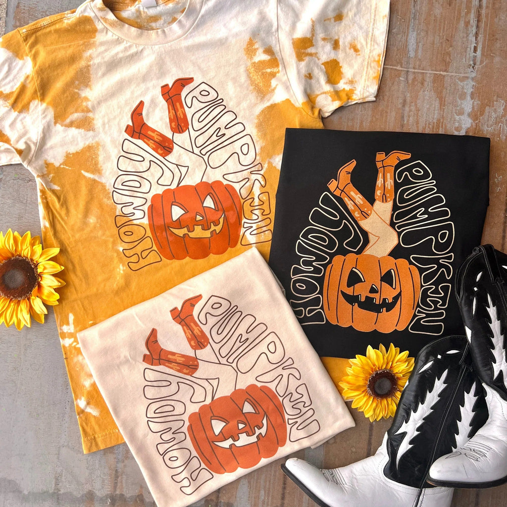 Howdy Pumpkin Cowgirl Legs Tee graphic tee - dropship thelattimoreclaim   