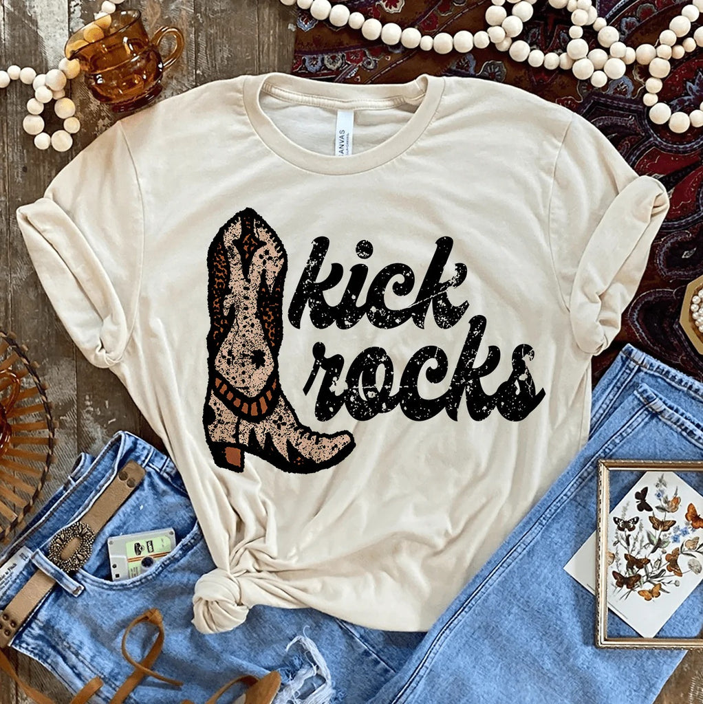 Cream Kick Rocks Tee graphic tee - dropship thelattimoreclaim   