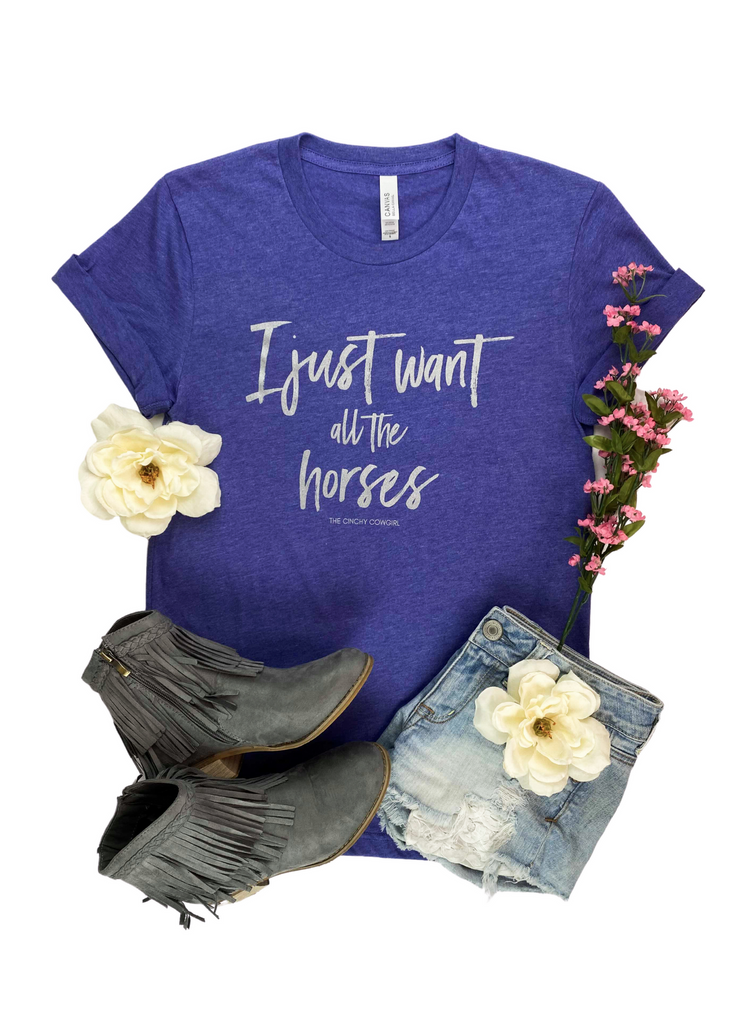 Lapis I Just Want All The Horses Graphic Tee tcc graphic tee The Cinchy Cowgirl   