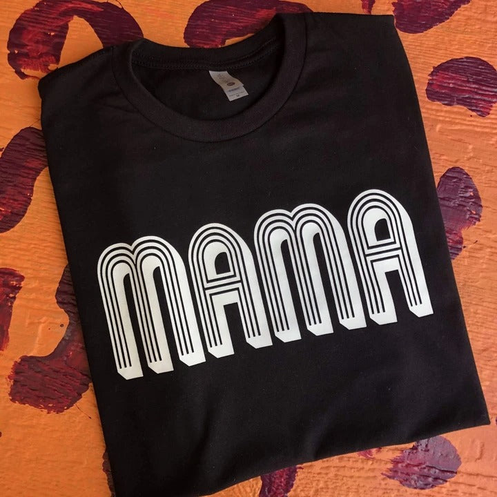 Black Retro Mama Tee graphic tee - dropship thelattimoreclaim   