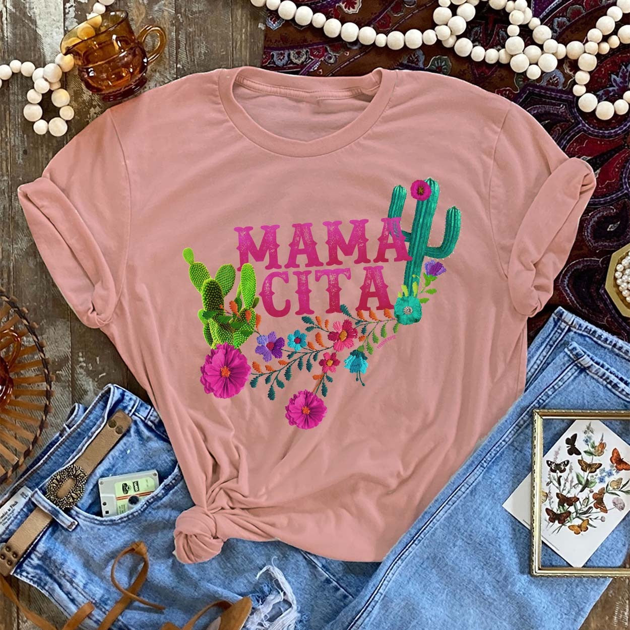 Desert Rose Mamacita Cactus Graphic Tee graphic tee - dropship thelattimoreclaim   