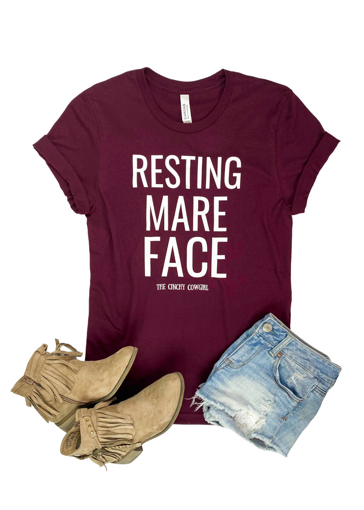 Maroon Resting Mare Face Short Sleeve Graphic Tee tcc graphic tee The Cinchy Cowgirl   